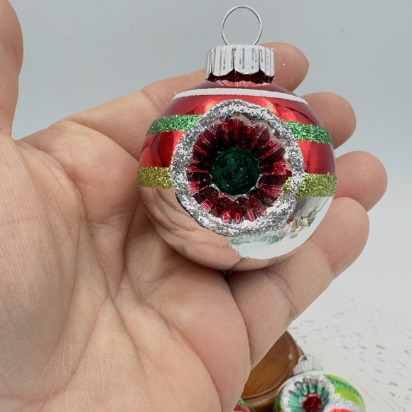 Lot 7 Christopher Radko Christmas Ornament Shiny Brite Reflector Indent Stripe - Picture 2 of 9